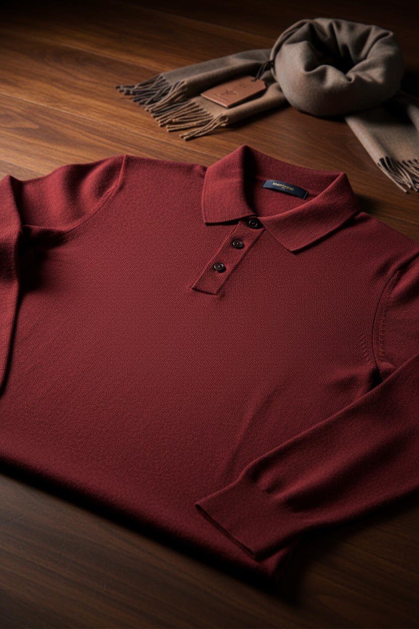 Polo Merino - Flat Lay